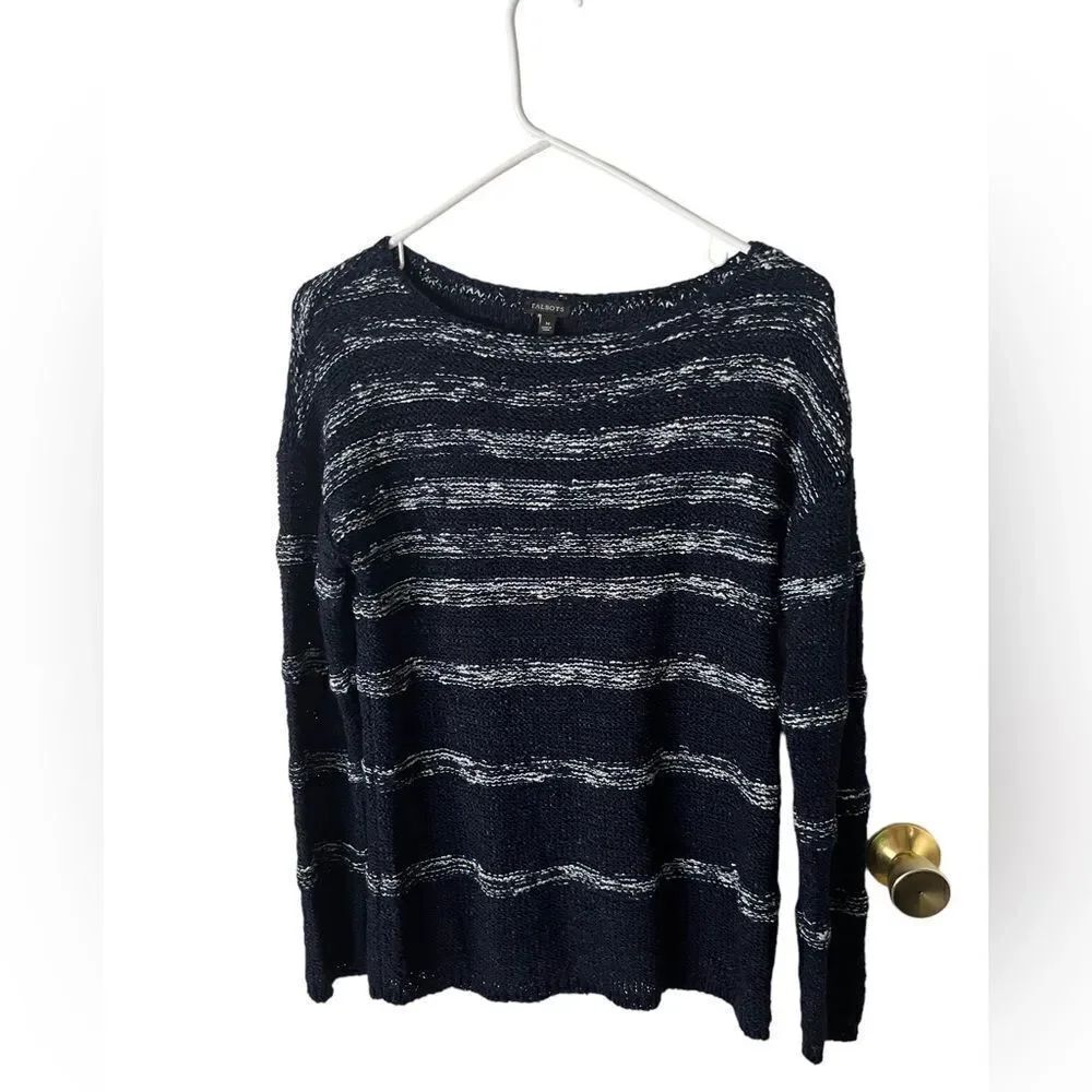 Talbots Chunky Knit Blue Striped Sweater